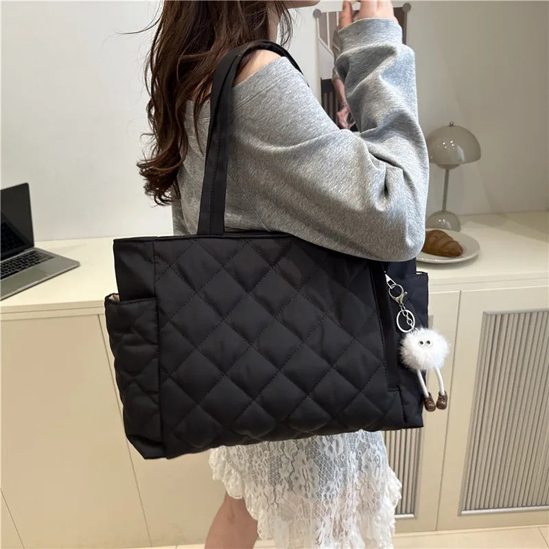 Rectangular Large Capacity Single Shoulder Bag for Commuting To Work Tote Bag in Korean Style Casual Handle Bag
