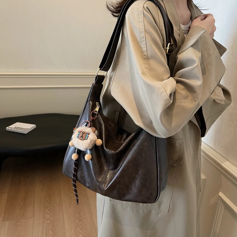 New Free Pandent Fashion Women's Crescent bag High Quality PU Leather Shoulder Bag Waterproof Crossbody Bag Casual Tote Bag