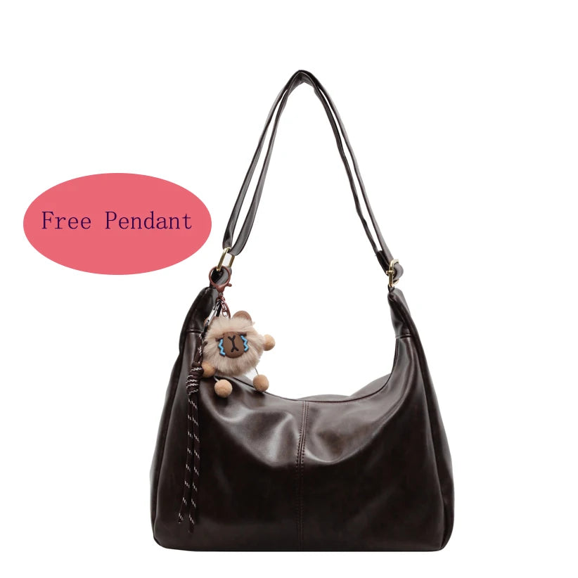 New Free Pandent Fashion Women's Crescent bag High Quality PU Leather Shoulder Bag Waterproof Crossbody Bag Casual Tote Bag